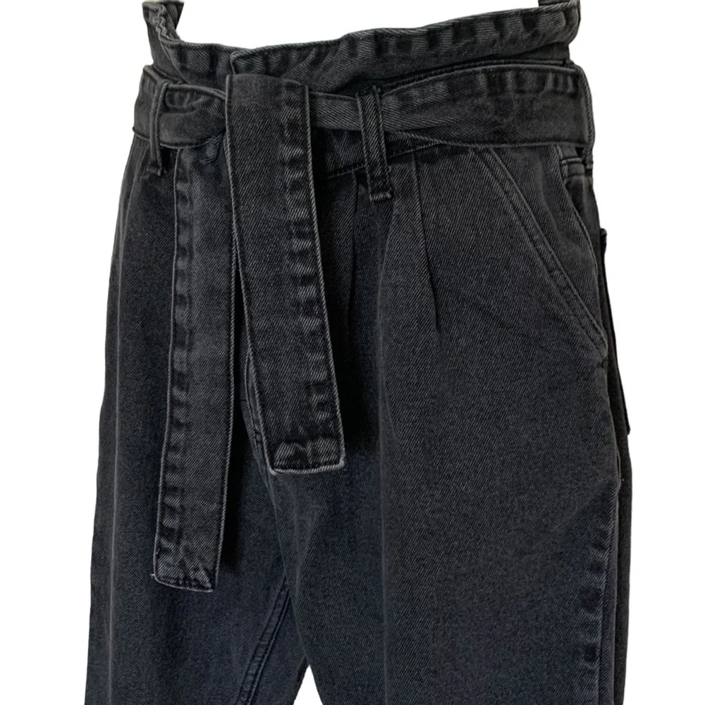 BDG | Urban Outfitters Black High Waist Belted Paperbag  Mom Jeans Sz 27